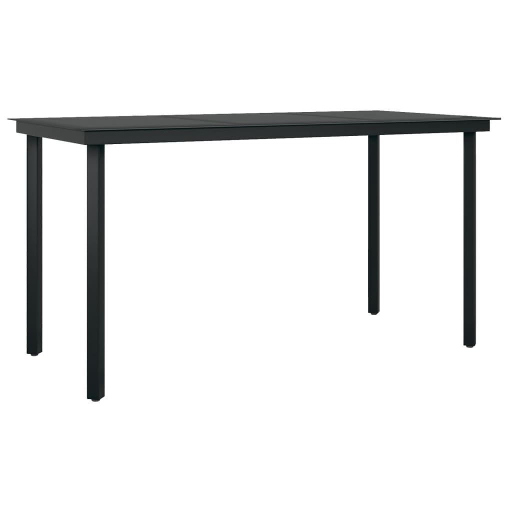 vidaXL Dining Set | Black | Powder-coated steel, PVC hollow rattan, glass