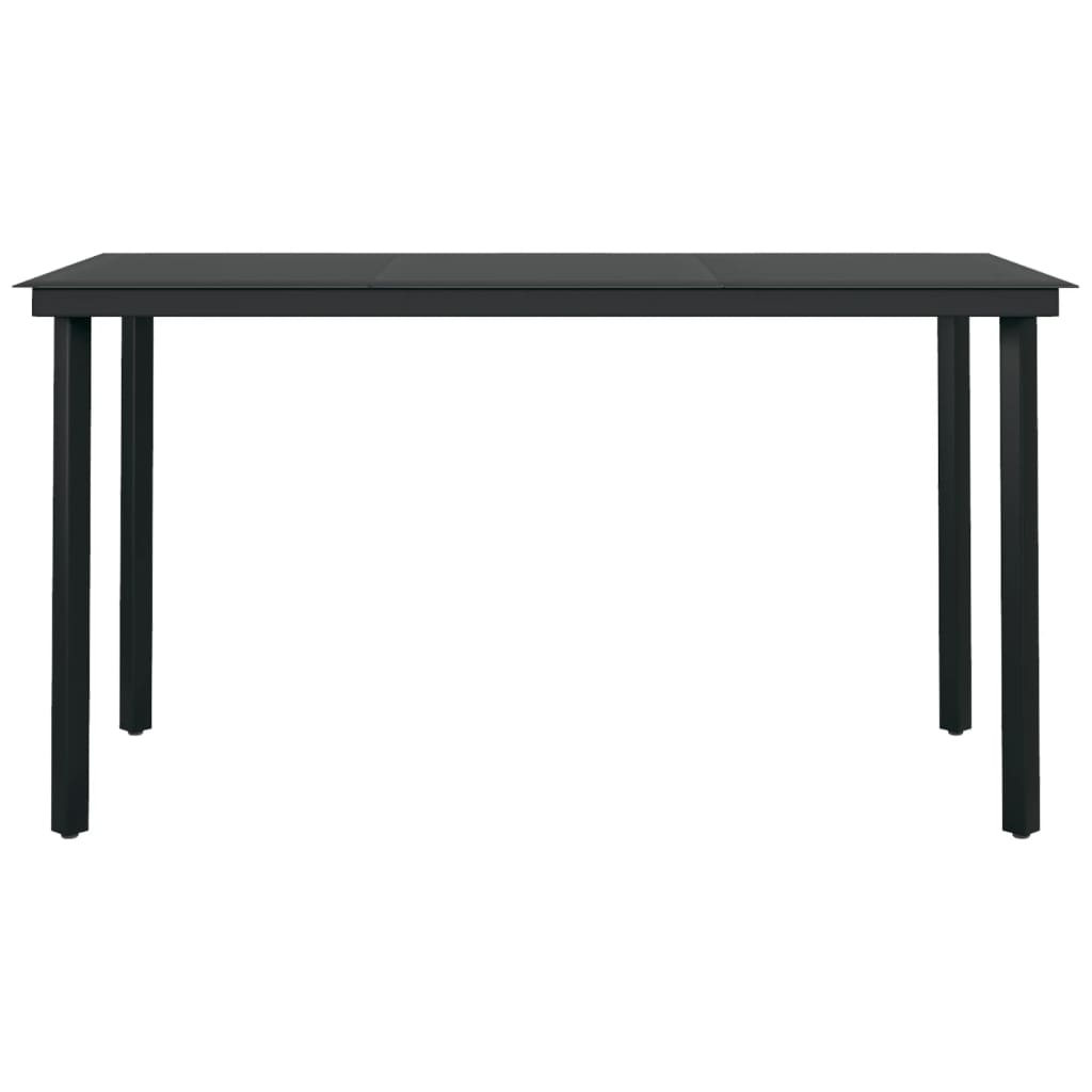 vidaXL Dining Set | Black | Powder-coated steel, PVC hollow rattan, glass
