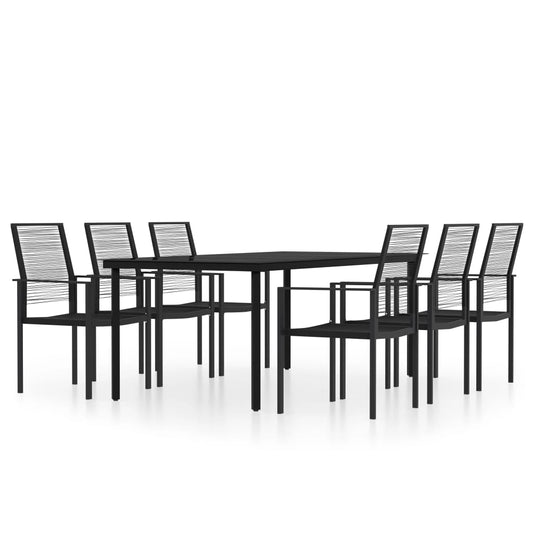 vidaXL Dining Set | Black | Powder-coated steel, glass