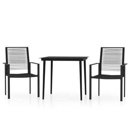 vidaXL Dining Set | Black | Powder-Coated Steel, Glass, PVC Hollow Rattan