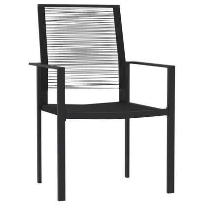 vidaXL Dining Set | Black | Powder-Coated Steel, Glass, PVC Hollow Rattan