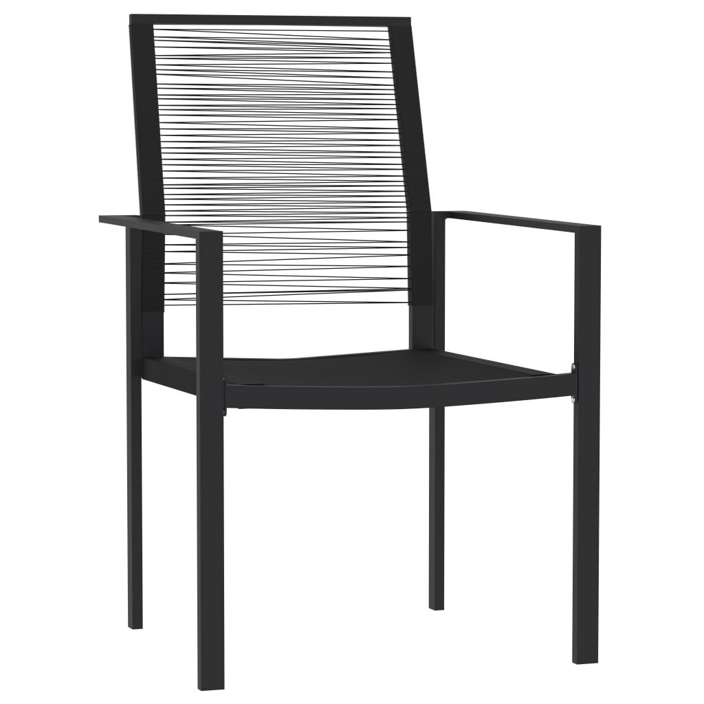 vidaXL Dining Set | Black | Powder-Coated Steel, Glass, PVC Hollow Rattan