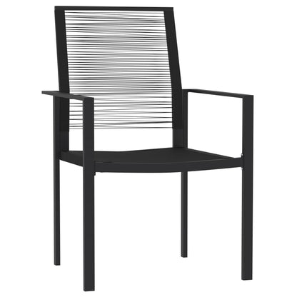 vidaXL Dining Set | Black | Powder-Coated Steel, Glass, PVC Hollow Rattan