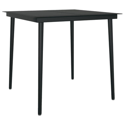 vidaXL Dining Set | Black | Powder-Coated Steel, Glass, PVC Hollow Rattan