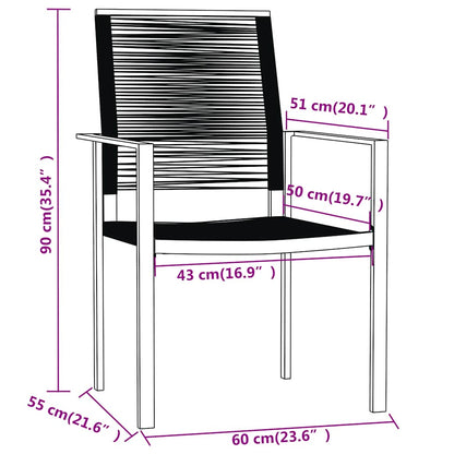 vidaXL 3 Piece Garden Dining Set Black