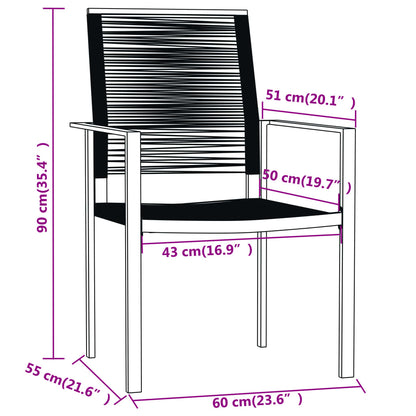 vidaXL Dining Set | Black | Powder-Coated Steel, Glass, PVC Hollow Rattan