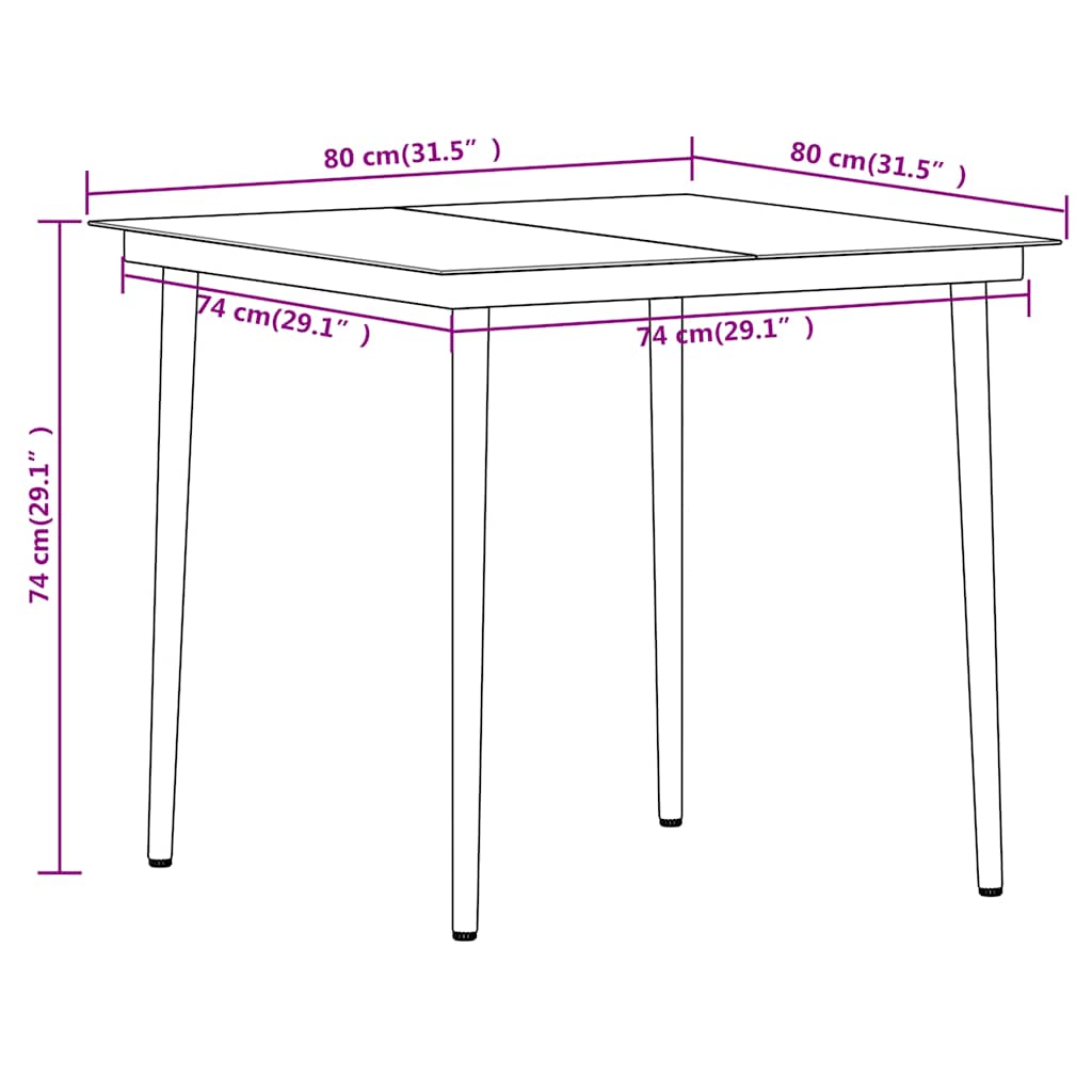 vidaXL 3 Piece Garden Dining Set Black