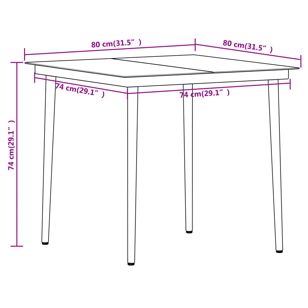 vidaXL Dining Set | Black | Powder-coated steel, Glass, PVC hollow rattan