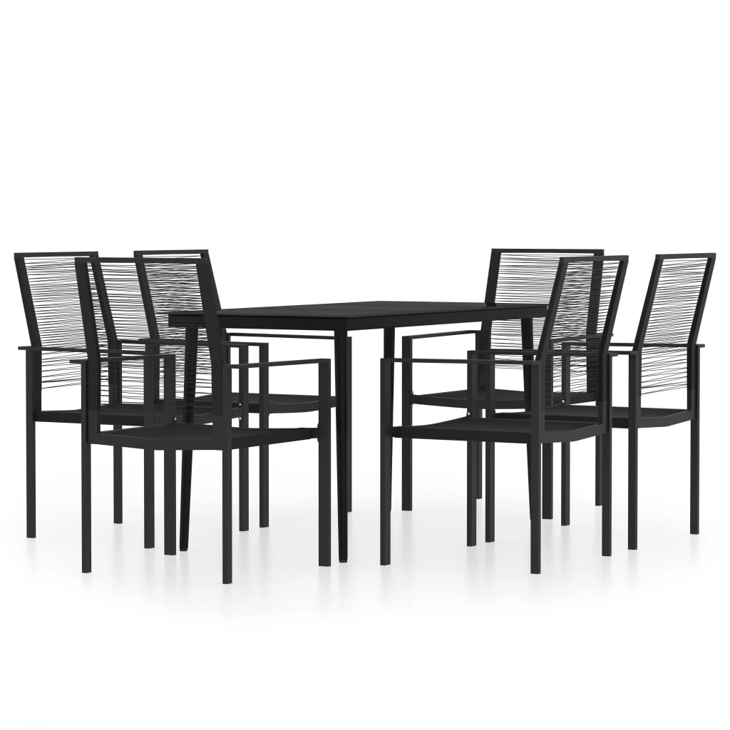 vidaXL Dining Set | Black | Powder-coated steel | Large | Durable | Dining Set