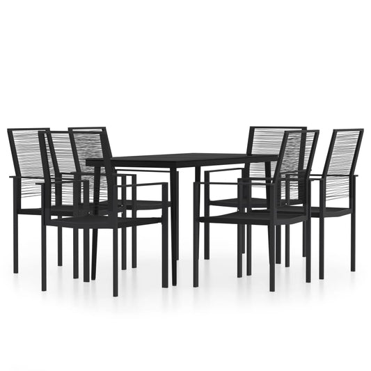 vidaXL 7 Piece Garden Dining Set Black