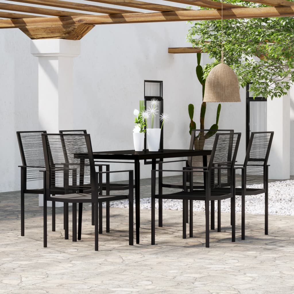vidaXL Dining Set | Black | Powder-coated steel | Large | Durable | Dining Set