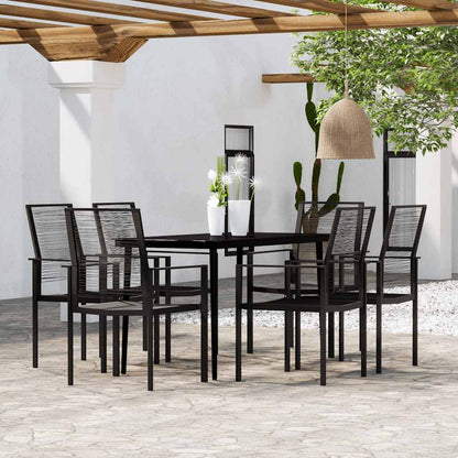 vidaXL 7 Piece Garden Dining Set Black