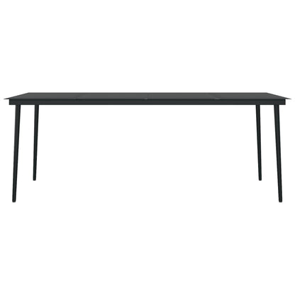 vidaXL Dining Set | Black | Powder-coated steel, glass, PVC rattan