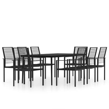 vidaXL Dining Set | Black | Powder-coated steel | Large | Durable