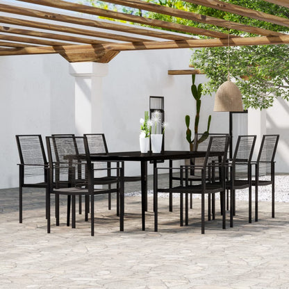 vidaXL 9 Piece Garden Dining Set Black
