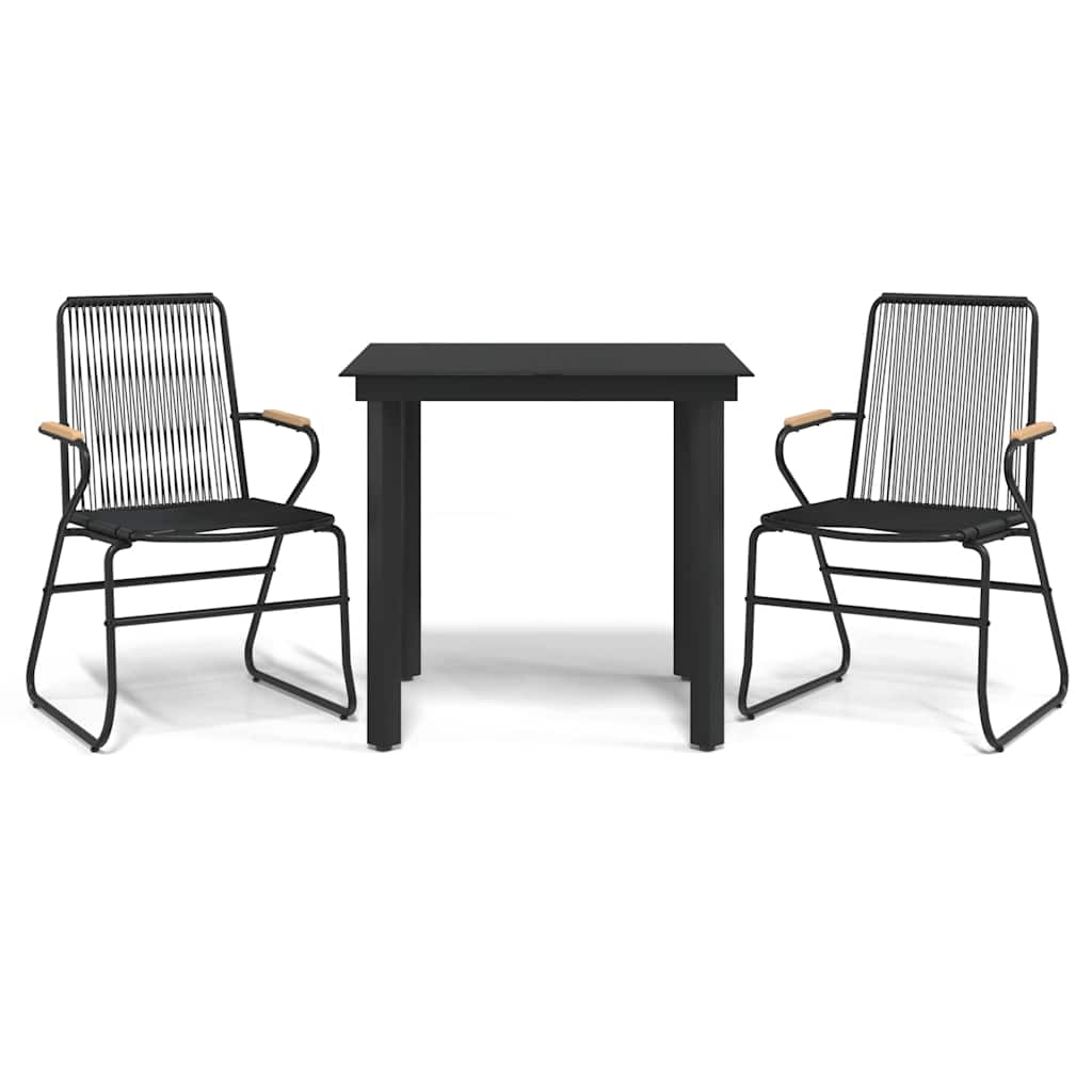 vidaXL 3 Piece Garden Dining Set Black PVC Rattan