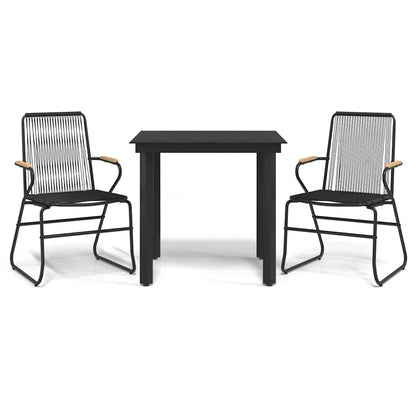 vidaXL 3 Piece Garden Dining Set Black PVC Rattan