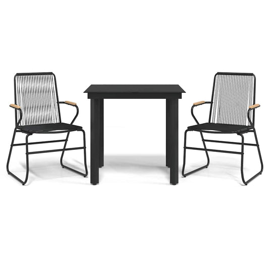 vidaXL 3 Piece Garden Dining Set Black PVC Rattan