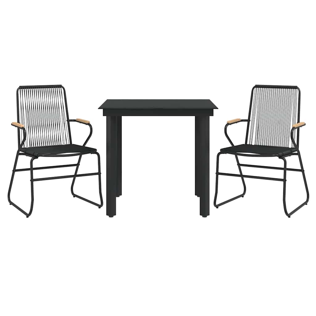 vidaXL 3 Piece Garden Dining Set Black PVC Rattan