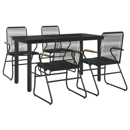 vidaXL 5 Piece Garden Dining Set Black PVC Rattan