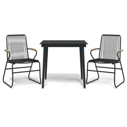 vidaXL 3 Piece Garden Dining Set Black PVC Rattan