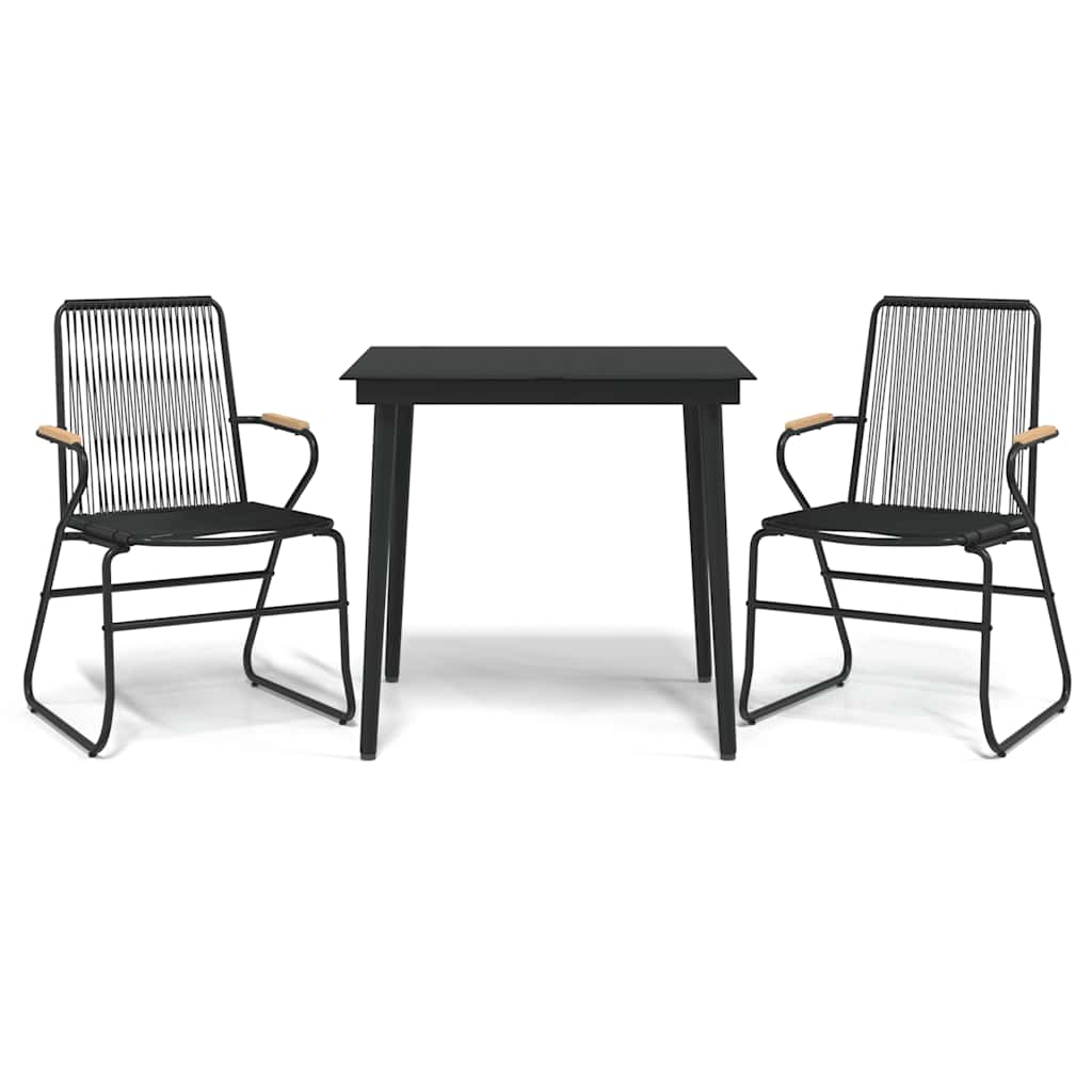 vidaXL 3 Piece Garden Dining Set Black PVC Rattan