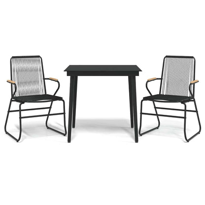 vidaXL 3 Piece Garden Dining Set Black PVC Rattan