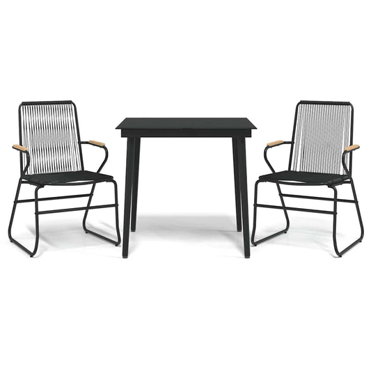 vidaXL 3 Piece Garden Dining Set Black PVC Rattan