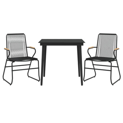 vidaXL 3 Piece Garden Dining Set Black PVC Rattan