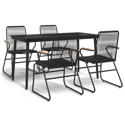 vidaXL Garden Dining Set | Black | PVC Rattan, Powder-Coated Steel, Glass