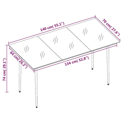 vidaXL Garden Dining Set | Black | PVC Rattan, Powder-Coated Steel, Glass