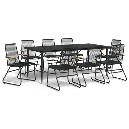 vidaXL Garden Dining Set | Black | PVC rattan, powder-coated steel, glass