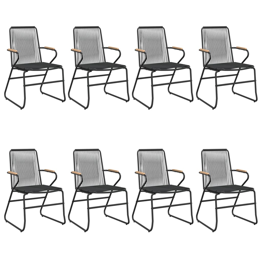 vidaXL Garden Dining Set | Black | PVC rattan, powder-coated steel, glass