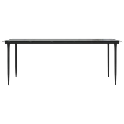 vidaXL Garden Dining Set | Black | PVC rattan, powder-coated steel, glass