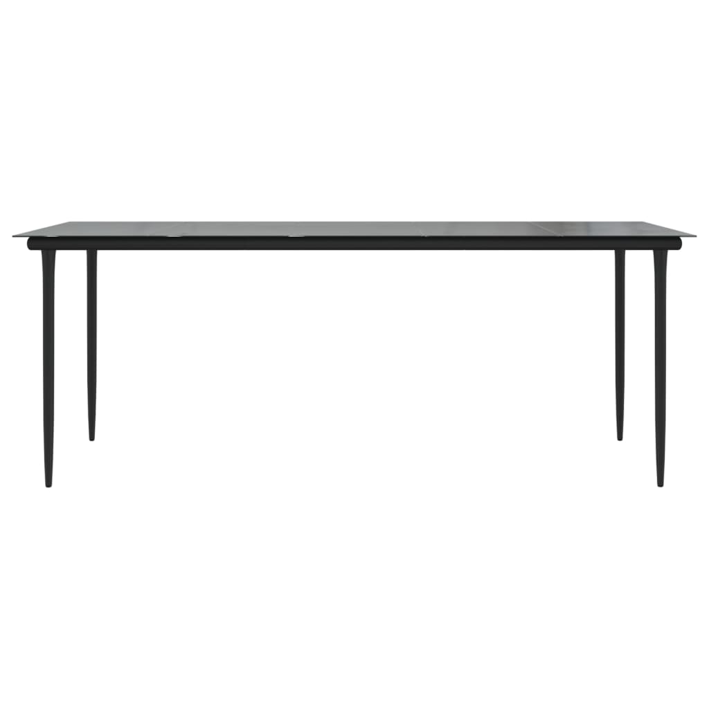 vidaXL Garden Dining Set | Black | PVC rattan, powder-coated steel, glass