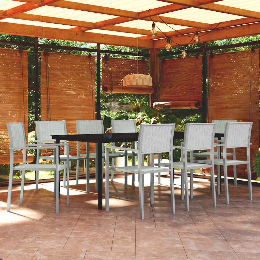 vidaXL 9 Piece Garden Dining Set White