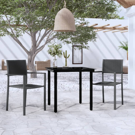 vidaXL Garden Dining Set | Black | Powder-Coated Steel | Standard | Durable