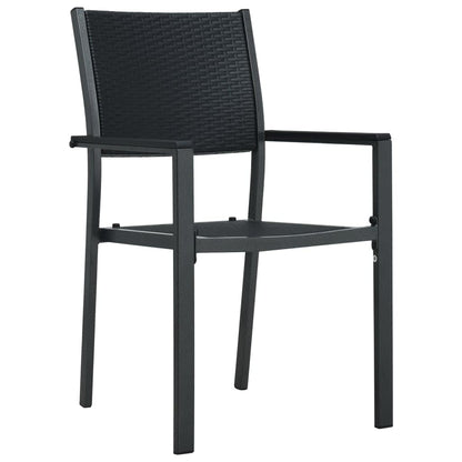 vidaXL Garden Dining Set | Black | Powder-coated steel, plastic, glass