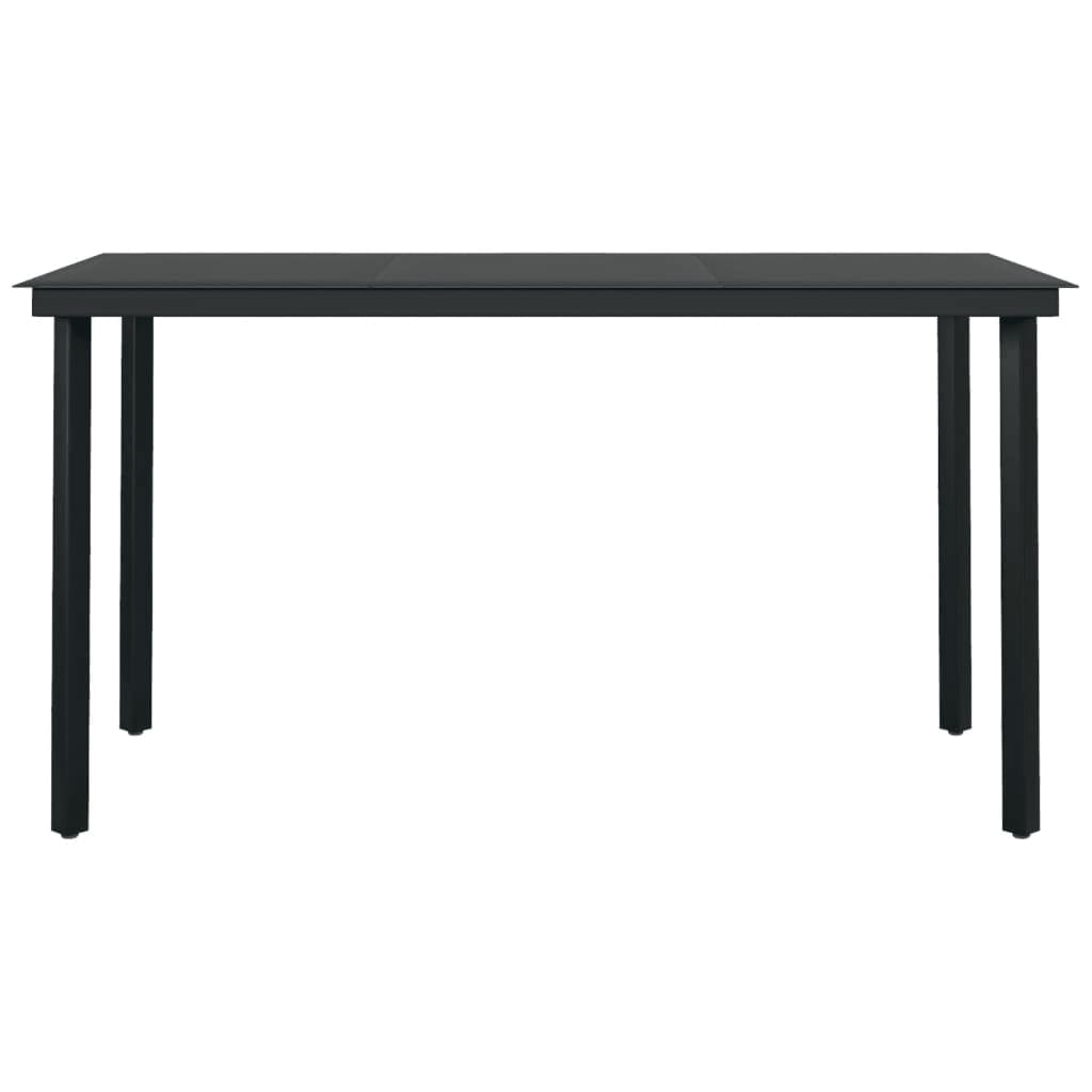vidaXL Garden Dining Set | Black | Powder-coated steel, plastic, glass