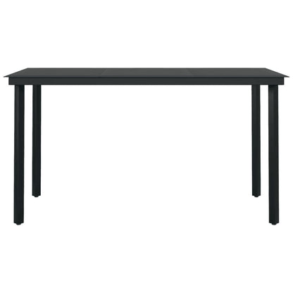 vidaXL Garden Dining Set | Black | Powder-coated steel, plastic, glass