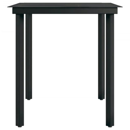 vidaXL Garden Dining Set | Black | Powder-coated steel, plastic, glass