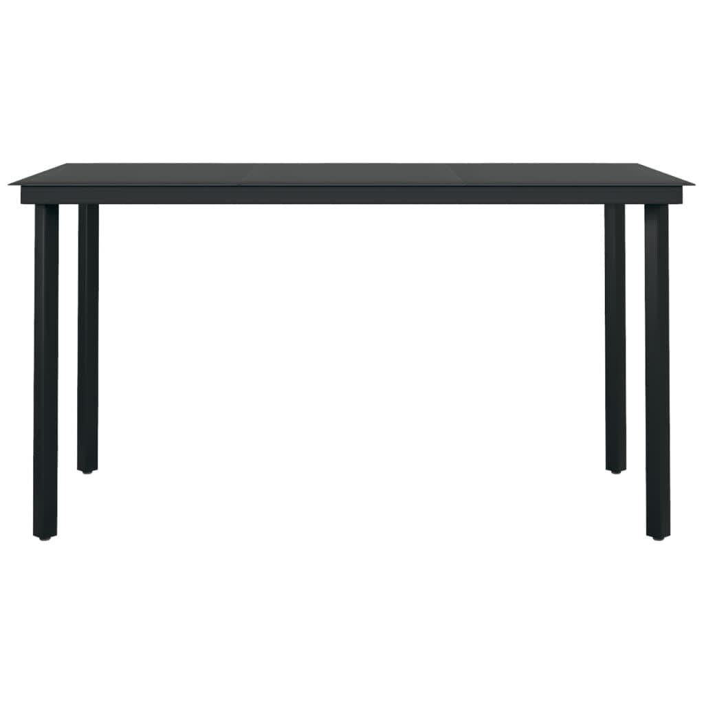 vidaXL Garden Dining Set | Black | Powder-coated steel, glass, plastic | Large