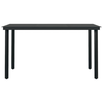vidaXL Garden Dining Set | Black | Powder-coated steel, glass, plastic | Large