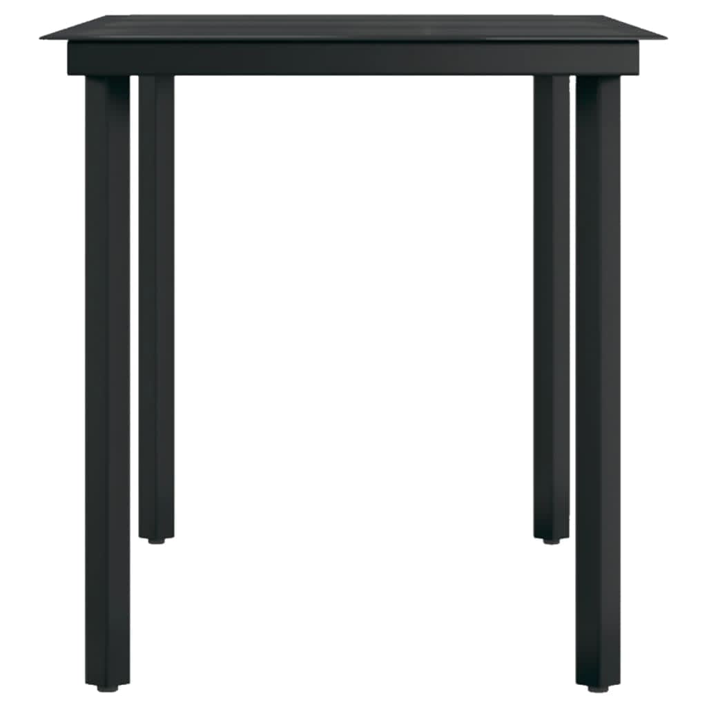 vidaXL Garden Dining Set | Black | Powder-coated steel, glass, plastic | Large