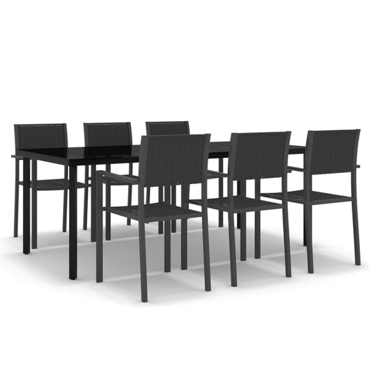 vidaXL 7 Piece Garden Dining Set Black