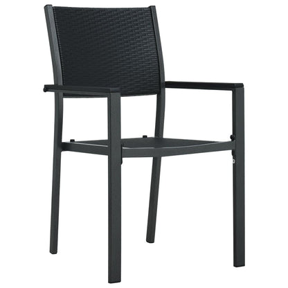 vidaXL Garden Dining Set | Black | Powder-coated steel, tempered glass, plastic