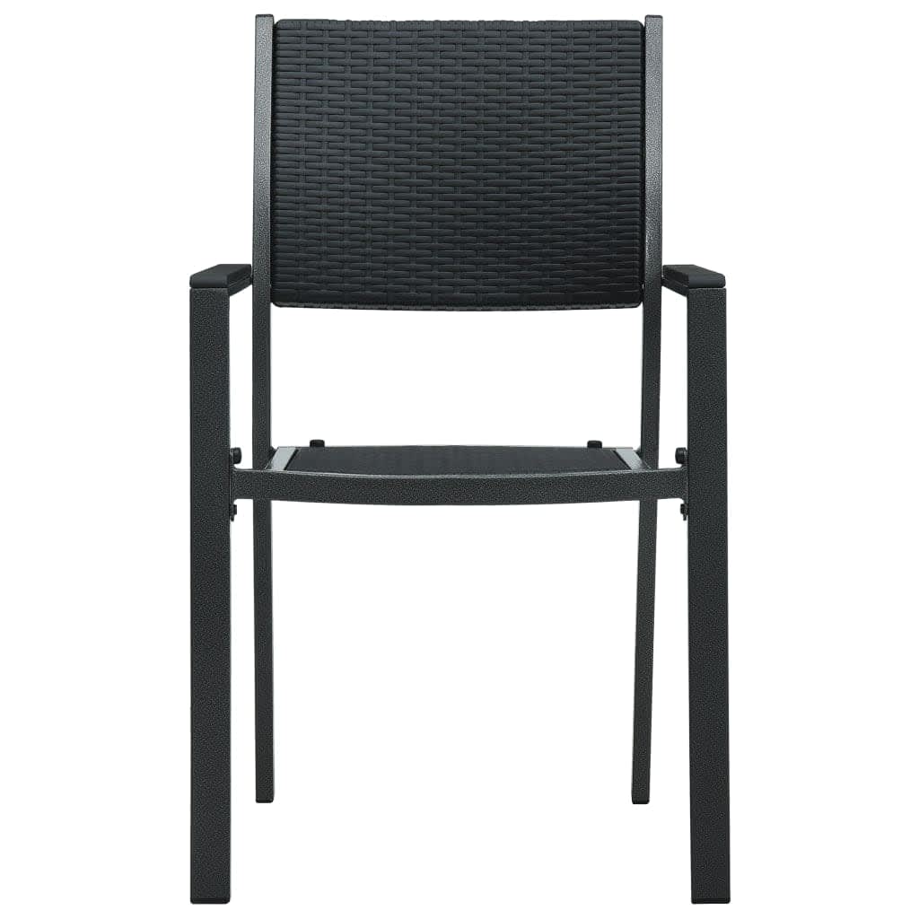 vidaXL Garden Dining Set | Black | Powder-coated steel, tempered glass, plastic