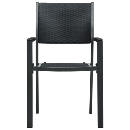 vidaXL Garden Dining Set | Black | Powder-coated steel, tempered glass, plastic