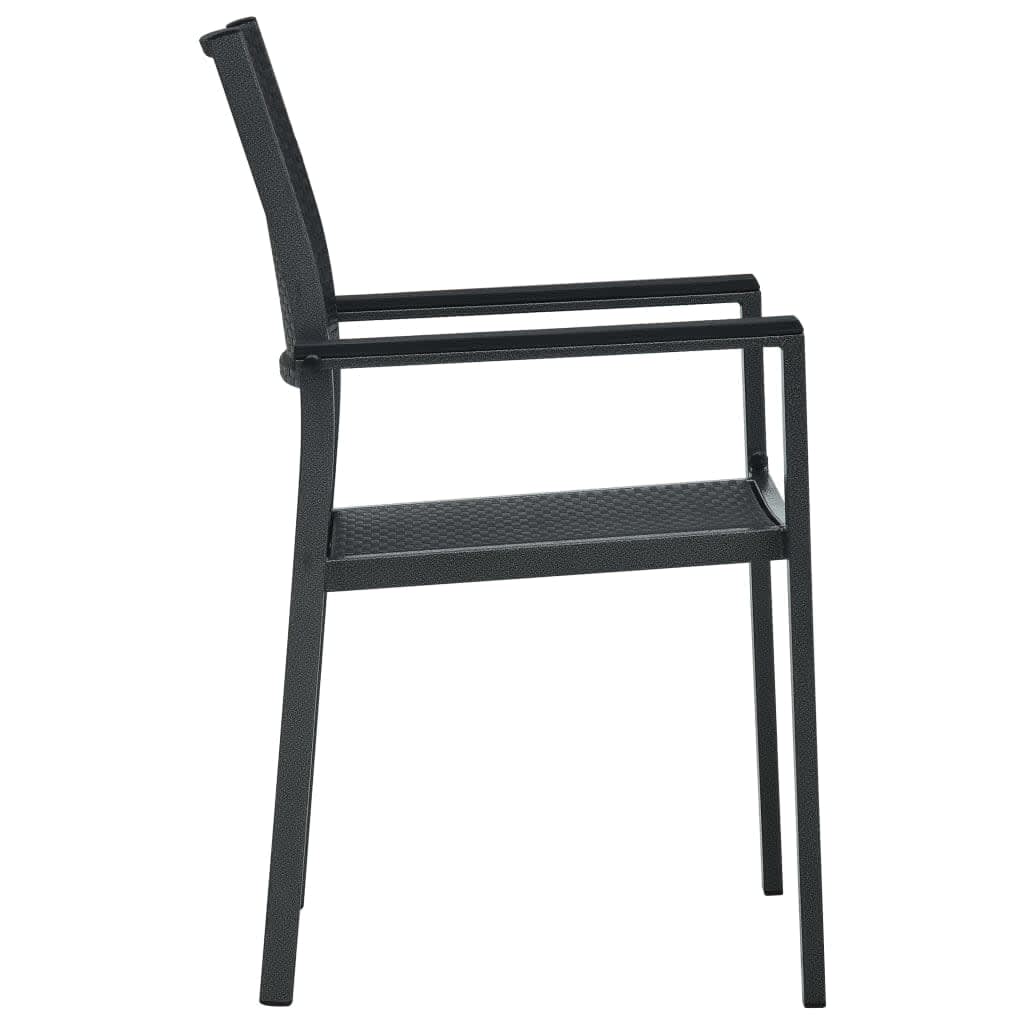 vidaXL Garden Dining Set | Black | Powder-coated steel, tempered glass, plastic