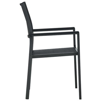 vidaXL Garden Dining Set | Black | Powder-coated steel, tempered glass, plastic